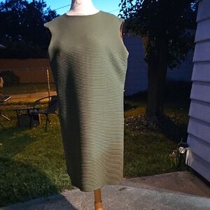 Lane Bryant Olive Ribbed Midi Dress